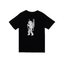 Astronot Baskılı Unisex %100 Pamuk Siyah T-shirt SIYAH