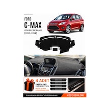 Ford C-max 2010-2014 Double Ekran Uyumlu Torpido Örtüsü, Torpido Kılıfı - Siyah-gri - Fo001