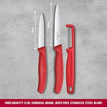 6.7111.33c1 Swiss Classic 3lü Bıçak Ve Soyacak Set, Kırmızı