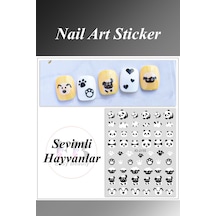 Nail Art Sticker Kendinden Yapışkanlı, Tırnak Süsleme, Tırnak Dövmesi Stikır 2155 Siyah-2155