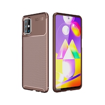 Samsung Galaxy Uyumlu M31s Kılıf Auto Focus Karbon Kapak - Kahverengi Bzsxx00 1