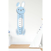 MSticker Sevimli Açık Mavi Tavşan Çocuk Bebek Odası Boy Cetveli(47X163Cm)