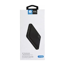Wuw 5000 Mah Powerbank Y112 Çift Usb Çıkışlı Taşınabilir Şarj Cihazı Kompakt Tasarım Siyah