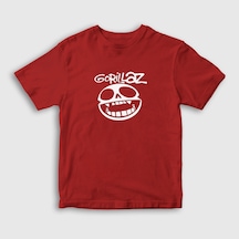 Presmono Unisex Çocuk Logo Gorillaz T-shirt Kırmızı