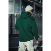 Üç İplik Penye Kapşonlu Basic Sweatshirt - Haki renkli