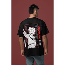 Naruto Uzumaki Jinchuriki Sırt Baskılı Unisex Oversize Anime Tişö Siyah