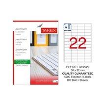 Tanex TW-2022 50x22mm Kuşe Laser Etiket 100 Lü Paket