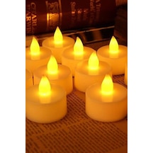 12 Adet Sarı Işıklı Led Mum El Mumu Tealight Piller Dahil Kullanıma Hazır Sarı Günışığı