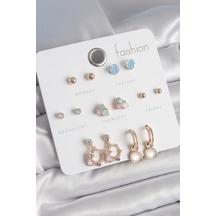Pirinç Gold Renk Zirkon Taşlı Sallantı Halka Figür Kalp Detay 7 Çift Kadın Küpe - Tj-bkp10533 Altın Pirinç Gold Renk Zirkon Taşlı Sallantı Halka Figür Kalp Detay 7 Çift Kadın Küpe - Tj-bkp10533 Altın