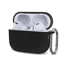 Pro 2.nesil Için Kılıf Askılı Mat Silikon Siyah Airpods Pro 2. Nesil İle Uyumlu Kılıf - Siyah Çok Renkli