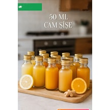 10 Adet Şeffaf Cam Shot Şişesi Sızdırmaz Gold Metal Kapaklı Koku Süs Çok Amaçlı Şişe 50ml Şeffaf