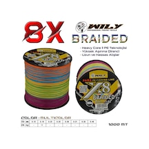 Wily Pars 8 Kat İp Misina 1000 Mt Multicolor 0,18