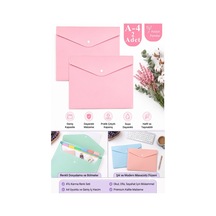 Pembe Çıtçıtlı Dosya Pastel Renk A4 2 Adet Dosy Plastik Renkli Zarf Dosya Çıt Çıtlı Dosya Ödev Evrak Belge Saklama
