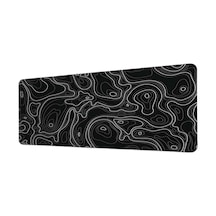 Siyah Beyaz Topografik Çizgiler 40x90 Cm Oyuncu Mousepad Kaymaz Taban Büyük Boy Mousepad