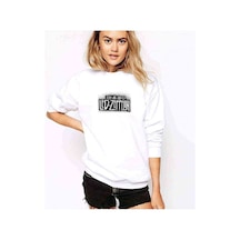 Led Zeppelin Baskılı Beyaz Kadın Sweatshirt (528305405)
