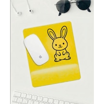 Sevimli Tavşan Desenli Mousepad Sarı Zemin Kaymaz Tabanlı Mouse Pad