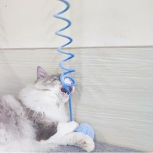 Ers Yaylı Asılabilir Peluş Kedi Oyuncağı - Elastik - Ponponlu Olta