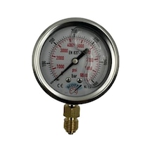 Ø 63 - 0 - 600 Bar 1/4 Alttan Çıkışlı Gliserinli Manometre