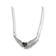 Angel Wings Siyah Kalp Figürlü Unisex Kolye Masumiyet Ve Gücün Sembolü Çok renkli