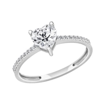 Diamond Line - Gülaylar - Beyaz Altın 8 Ayar Kalp Yüzük (527305077)