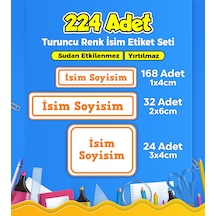 Turuncu Renkli Okul Kreş Kişiye Özel İsim Etiket Seti - Model 163 Çok Renkli