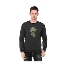 One Piece Zombie 2 Baskılı Füme Erkek Örme Sweatshirt