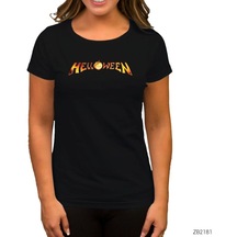 Helloween Logo Siyah Kadın Tişört