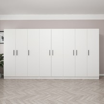 Kale 8 Kapak 4 Çekmece Zincir Dolap - Beyaz 190cm