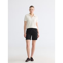 Lcw Comfort Siyah Beli Lastikli Soft Touch Kadın Şort