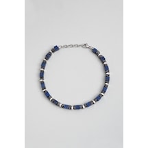 Harita Taşlı 22 Cm Çelik Erkek Bileklik Mavi