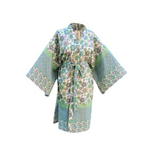 Lila Mare İthal Hint Kumaşlı Handmade Pamuk Özel Tasarım Kimono Renkli Renkli