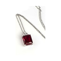 Sky Diamond Red Creative Rubies 925 Ayar Gümüş Lüks Baget Kolye