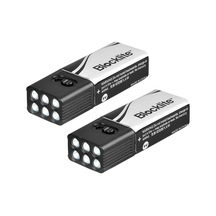 Geeksen 2 Adet 9v Led El Feneri Meşale Kamp Lambası Kompakt Boyut Ultra Parlak El Feneri Siyah