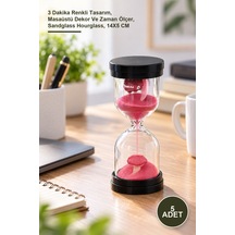 5 Adet Kum Saati 3 Dakika Renkli Tasarım, Masaüstü Dekor Ve Zaman Ölçer, Sandglass Hourglass, 14x5 Cm Diğer