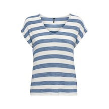 Only Onllıra Lıfe S/s V-neck Top Jrs Noos 15252103 Mavi 001 Only Onllıra Lıfe S/s V-neck Top Jrs Noos 15252103 Mavi 001