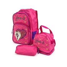 3 Set Okul Çantası Kız pembe