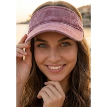 Uniquetrenders Kadın Eskitme Vintage %100 Pamuklu Tenisçi Vizör Şapka Kırmızı