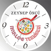 Kişiye Özel Patalog Teknikeri Çap 30cm Sessiz Akar Bombeli Gerçek Cam Duvar Saati Siyah