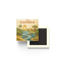 Gambiya - Gambia - Paper Cut Art - Baskılı Buzdolap Magneti Kare - 9x9 Cm