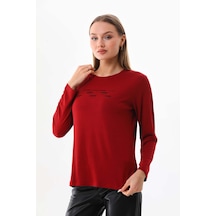 Sistas Kadın Taş Süsleme Detaylı Uzun Kol Bluz 23567 Bordo