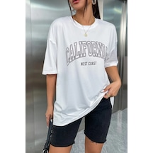 Unisex California West Coast Baskılı Tasarım Tshirt Beyaz