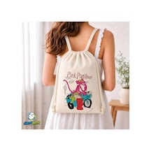 Ghostbastır Design Pembe Panter Büzgülü Keten Çanta C228 Bej