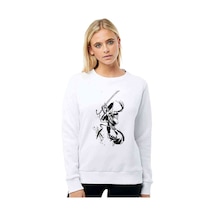 Samurai Jack Baskılı Beyaz Kadın Sweatshirt (528306035)