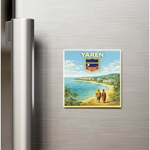 Retro Nauru Yaren Şehri Temalı Vintage Buzdolap Magneti 9x9 Cm