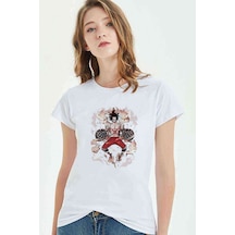 Anime One Piece Flame Baskılı Beyaz Kadın Tshirt (534309930)