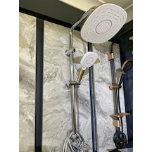 İsaoğlu Yapı Gold Beyaz Çift Renk Tepe Yağmurlama Ve Banyo Bataryası Seti Beyaz Robot Duş Seti Beyaz Duş Başlığı Beyaz