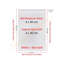 5x25+5 Cm. 5x30 500 Adet Şeffaf Bantlı Yapışkanlı Opp Poşet