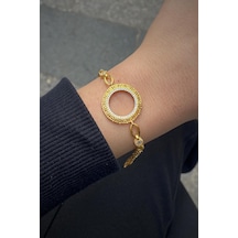 Gümüş Grek Model Pullu Çeyrek Altın Çerçevesi Bileklik Diğer