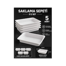 Oyuncak Dolabı Sepeti Saklama Kutusu Oyuncak Sepeti Çok Amaçlı Dolap Sepeti Beyaz 5 Adet Beyaz Dar Sepet