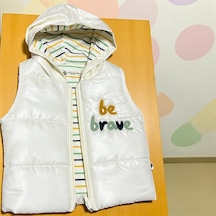 Brave Kapüşonlu Kapitoneli Yelek Ekru